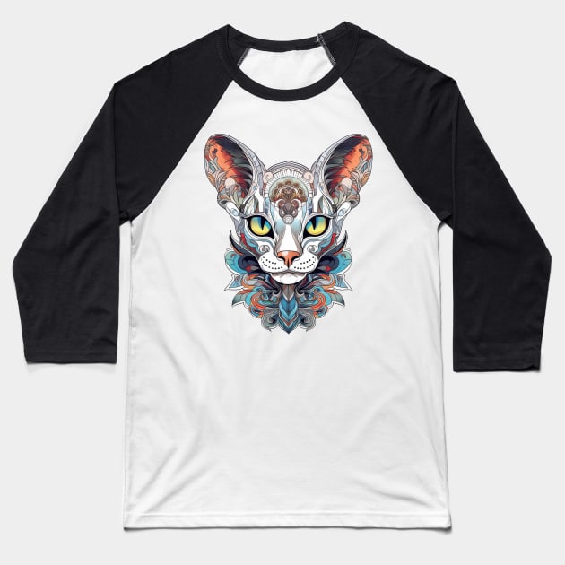 Sphynx cat Baseball T-Shirt by RosaliArt